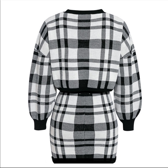 Women’s sexy knitted plaid 2 piece set - Picture 3 of 4